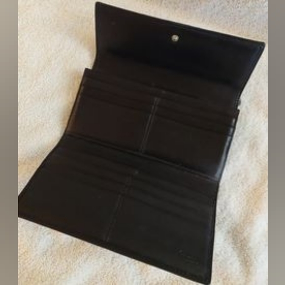 COACH BLACK CANVAS & LEATHER SIGNATURE WALLET - Picture 2 of 4
